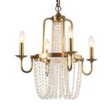 Scroll Frame Chandelier Traditional Copper 4 Lights Golden Hanging Ceiling Light with Crystal Tassel Clearhalo 'Ceiling Lights' 'Chandeliers' 'Modern Chandeliers' 'Modern' Lighting' 264728