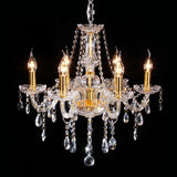 Curvy Armed Crystal Chandelier Light Victorian Style 6 Heads Golden Drop Pendant Clearhalo 'Ceiling Lights' 'Chandeliers' 'Modern Chandeliers' 'Modern' Lighting' 264885