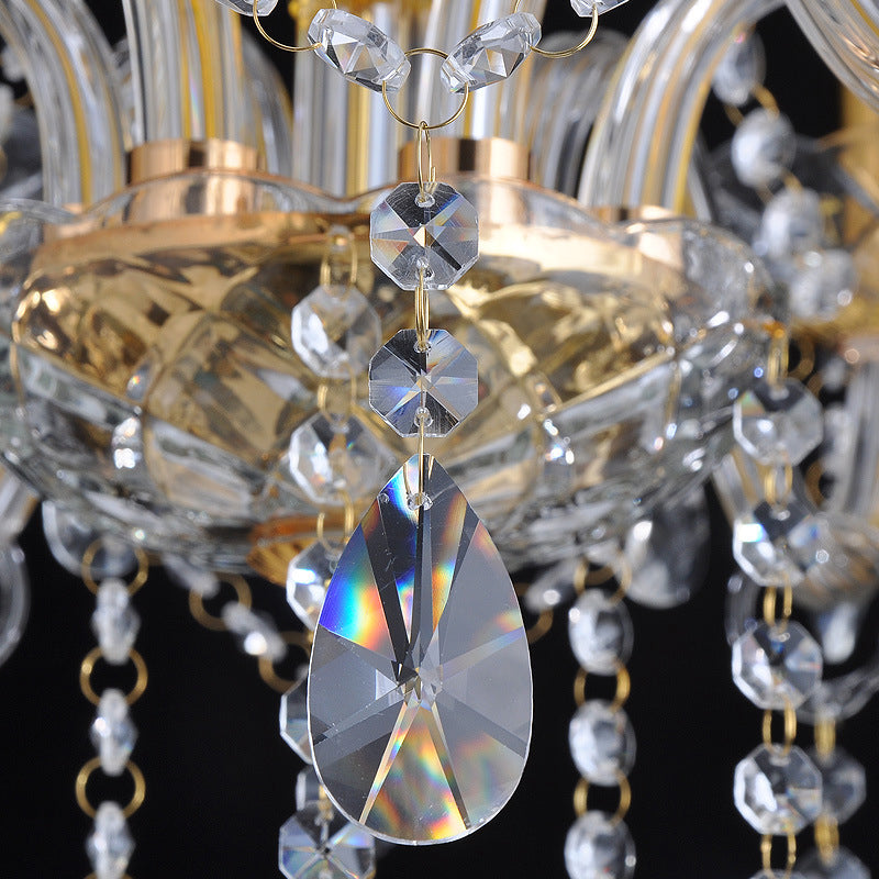 French Style Crystal Candle Chandelier 3 Lights Golden Ceiling Pendant Light Clearhalo 'Ceiling Lights' 'Chandeliers' 'Modern Chandeliers' 'Modern' Lighting' 264892