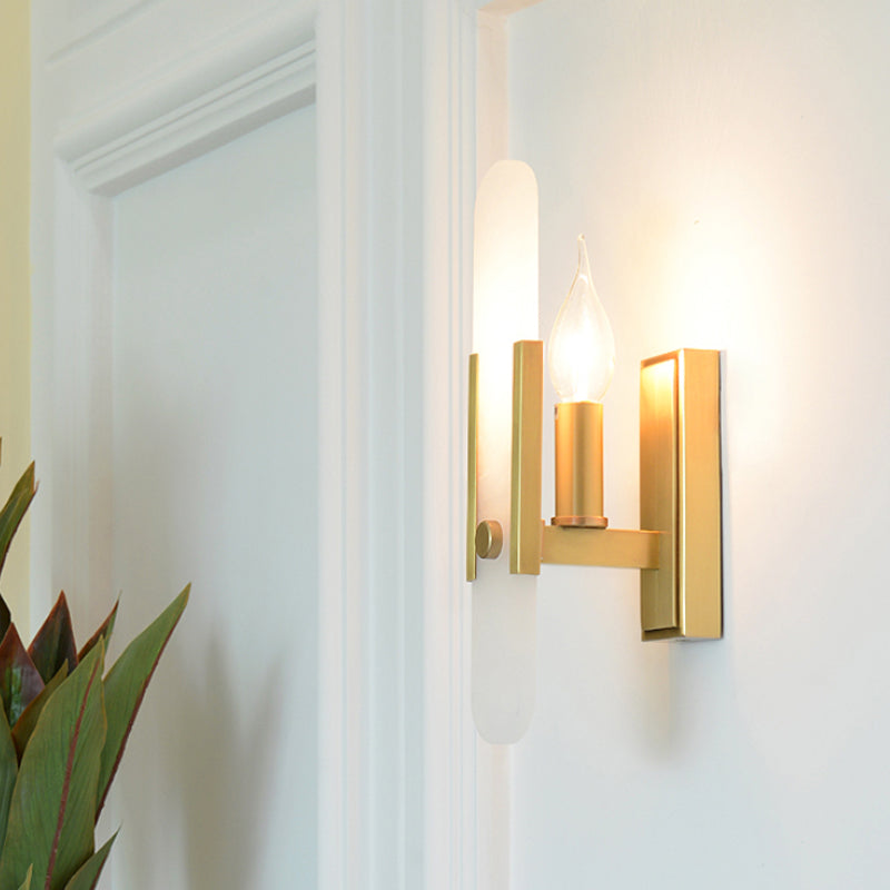 Bare Bulb Metal Wall Sconce Colonial 1 Bulb Hallway Wall Lighting Fixture in Brass Brass Clearhalo 'Wall Lamps & Sconces' 'Wall Lights' Lighting' 265007