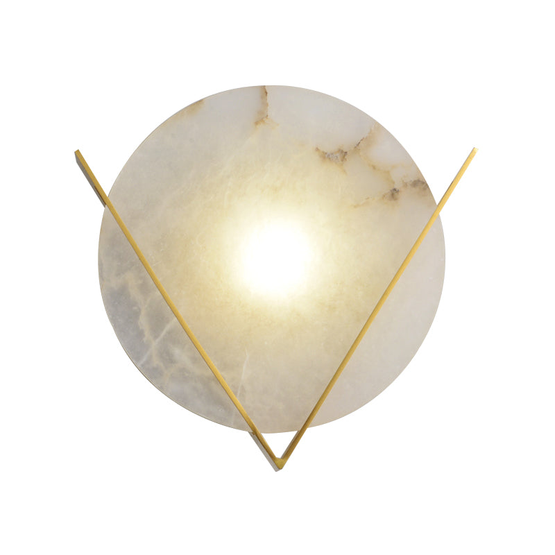 Gold LED Flush Wall Sconce Colonialism Marble Round Wall Light Fixture for Bedroom Clearhalo 'Wall Lamps & Sconces' 'Wall Lights' Lighting' 265015