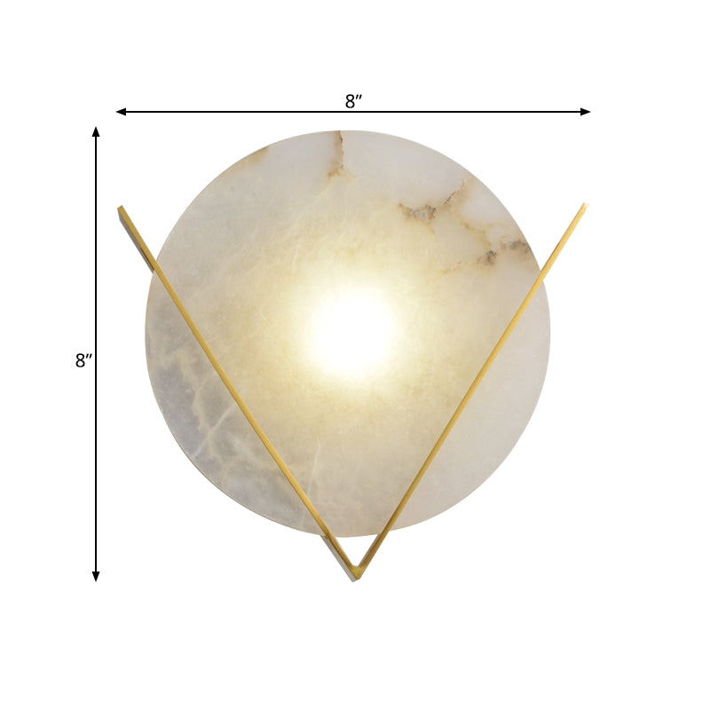 Gold LED Flush Wall Sconce Colonialism Marble Round Wall Light Fixture for Bedroom Clearhalo 'Wall Lamps & Sconces' 'Wall Lights' Lighting' 265016