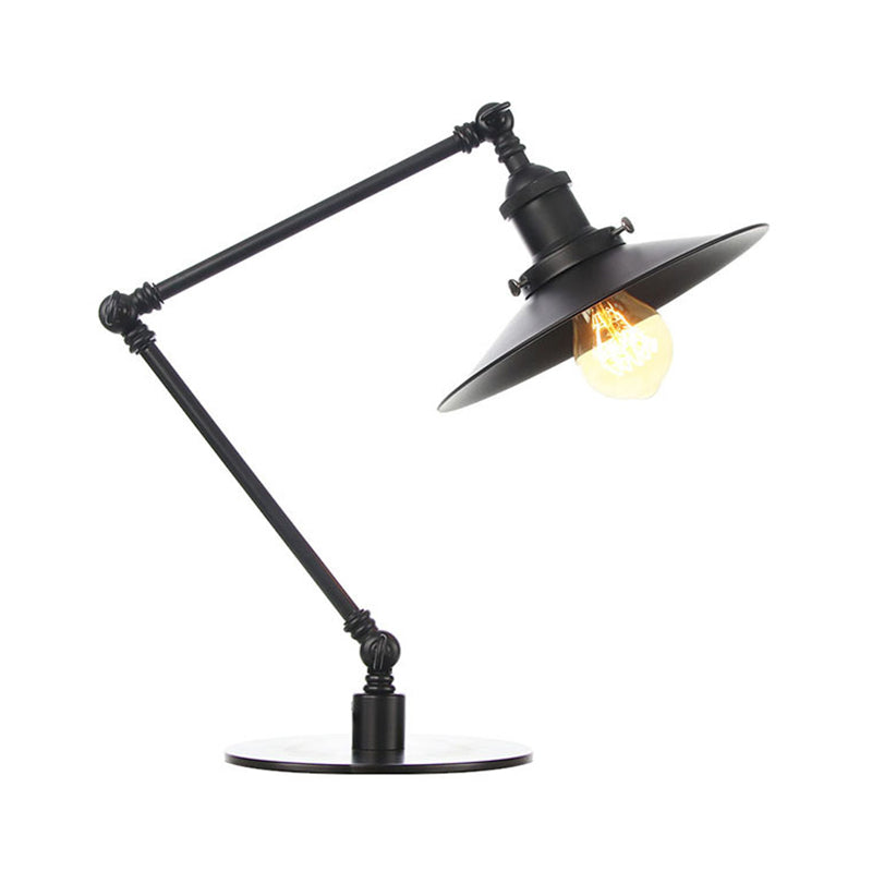 Metal Flared Shade Table Lamp Farmhouse Style 1 Light Adjustable Black/Brass Finish Table Lighting for Bedroom Clearhalo 'Lamps' 'Table Lamps' Lighting' 265077