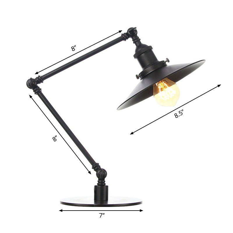 Metal Flared Shade Table Lamp Farmhouse Style 1 Light Adjustable Black/Brass Finish Table Lighting for Bedroom Clearhalo 'Lamps' 'Table Lamps' Lighting' 265078