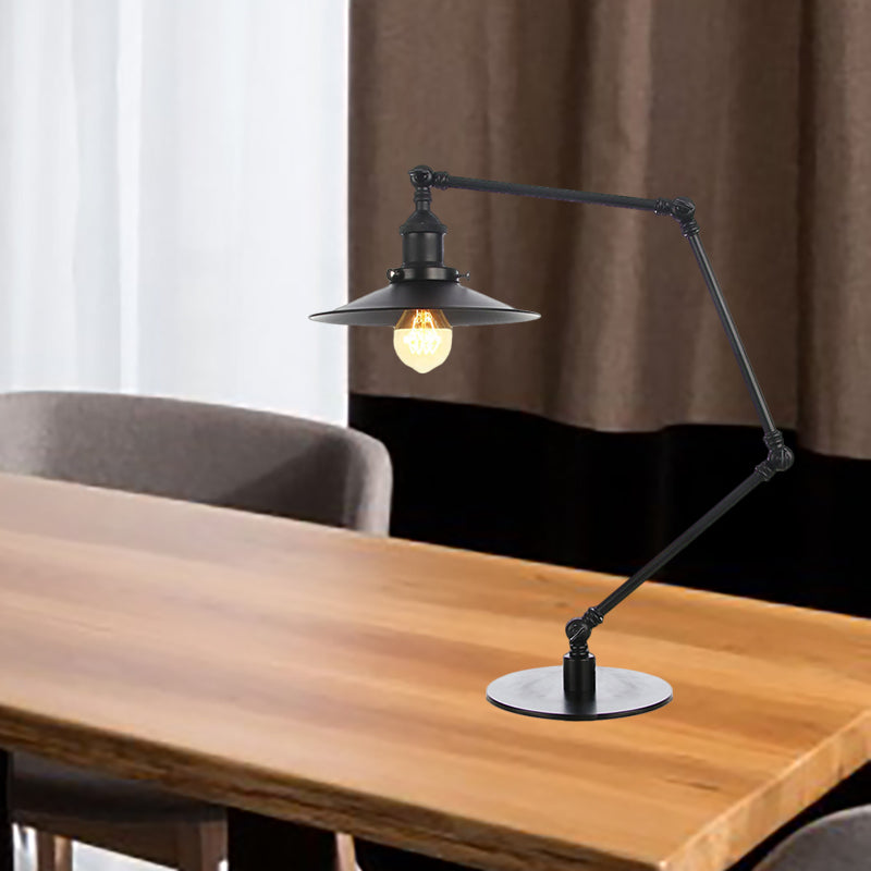 Metal Flared Shade Table Lamp Farmhouse Style 1 Light Adjustable Black/Brass Finish Table Lighting for Bedroom Clearhalo 'Lamps' 'Table Lamps' Lighting' 265084