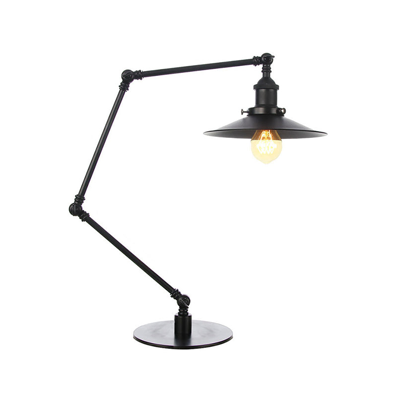 Metal Flared Shade Table Lamp Farmhouse Style 1 Light Adjustable Black/Brass Finish Table Lighting for Bedroom Clearhalo 'Lamps' 'Table Lamps' Lighting' 265087