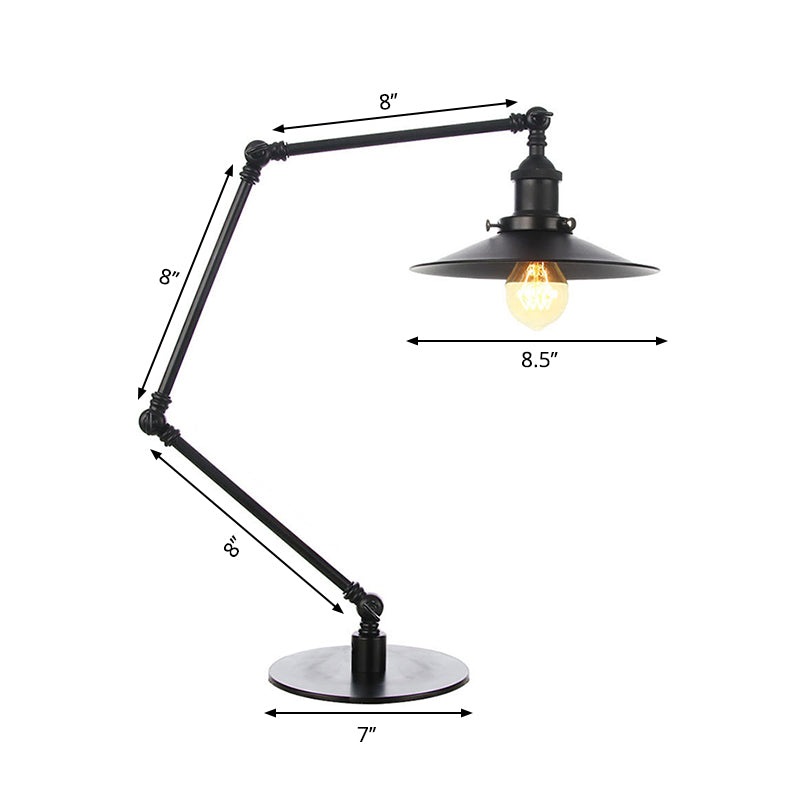 Metal Flared Shade Table Lamp Farmhouse Style 1 Light Adjustable Black/Brass Finish Table Lighting for Bedroom Clearhalo 'Lamps' 'Table Lamps' Lighting' 265088