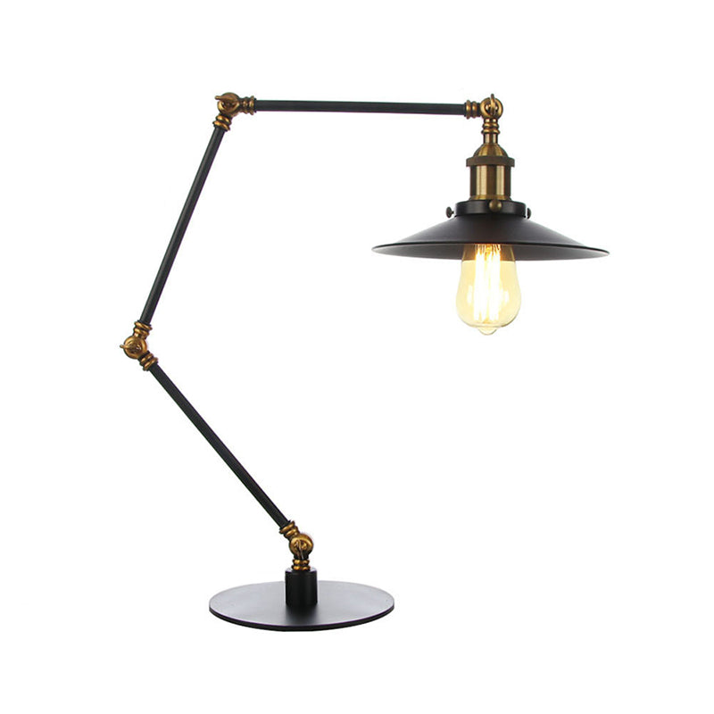 Metal Flared Shade Table Lamp Farmhouse Style 1 Light Adjustable Black/Brass Finish Table Lighting for Bedroom Clearhalo 'Lamps' 'Table Lamps' Lighting' 265092