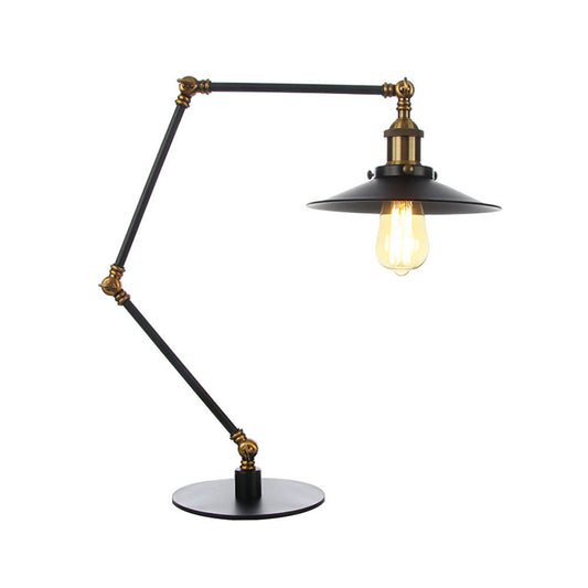 Metal Flared Shade Table Lamp Farmhouse Style 1 Light Adjustable Black/Brass Finish Table Lighting for Bedroom Clearhalo 'Lamps' 'Table Lamps' Lighting' 265092