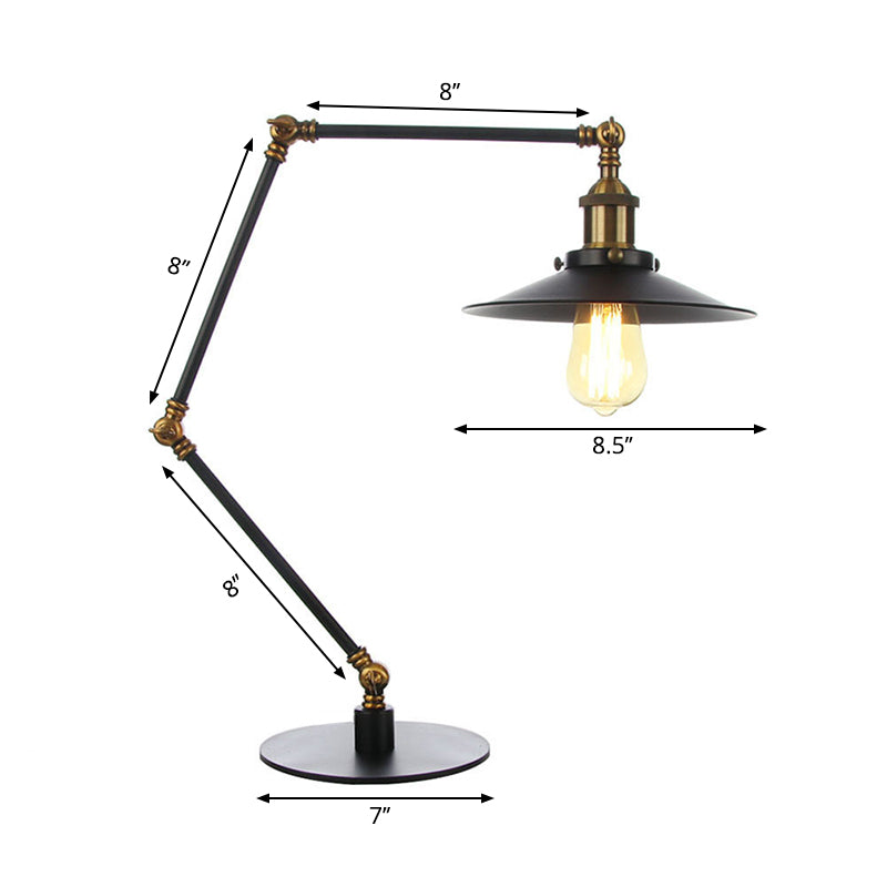 Metal Flared Shade Table Lamp Farmhouse Style 1 Light Adjustable Black/Brass Finish Table Lighting for Bedroom Clearhalo 'Lamps' 'Table Lamps' Lighting' 265093