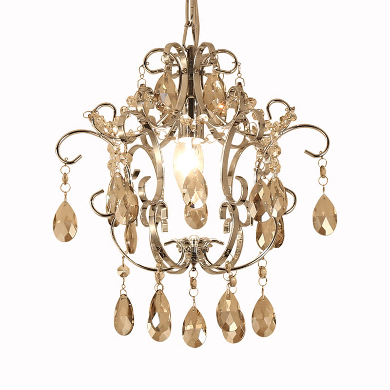 Geometric Pendant Light Crystal Modern 1 Head Ceiling Chandelier with 16" Adjustable Chain in Chrome Clearhalo 'Ceiling Lights' 'Chandeliers' 'Modern Chandeliers' 'Modern' Lighting' 265097