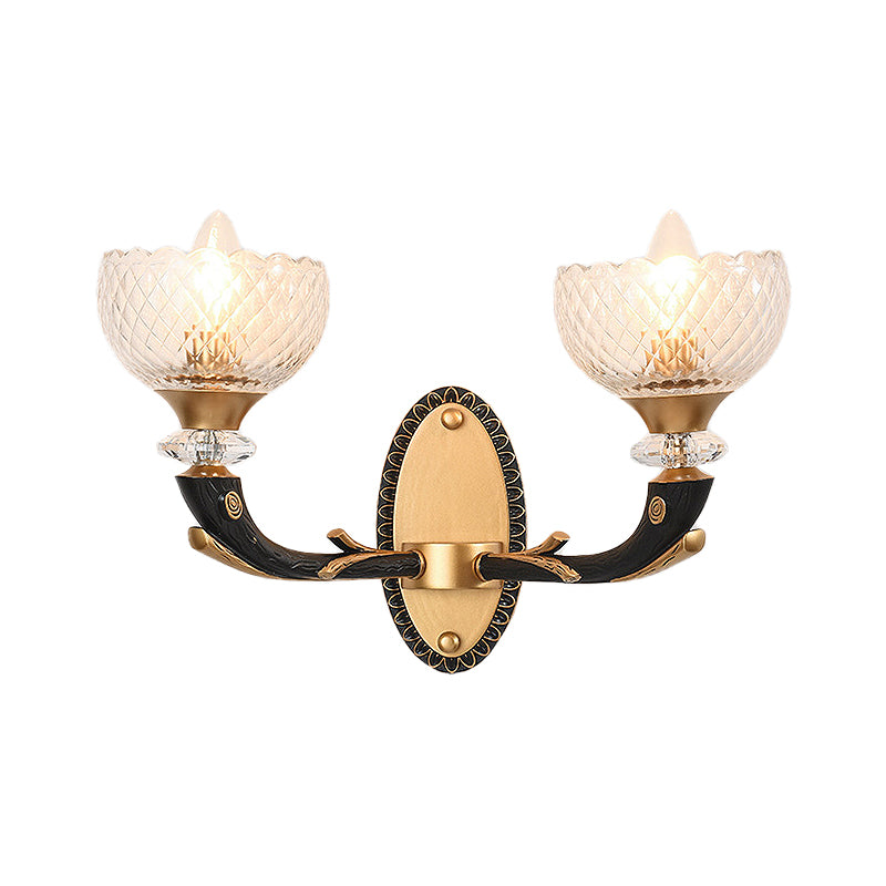Metal Black Sconce Bowl 1/2 Lights Modern Style Wall Mounted Light with Clear Prismatic Glass Shade Clearhalo 'Cast Iron' 'Glass' 'Industrial' 'Modern wall lights' 'Modern' 'Tiffany' 'Traditional wall lights' 'Wall Lamps & Sconces' 'Wall Lights' Lighting' 265122