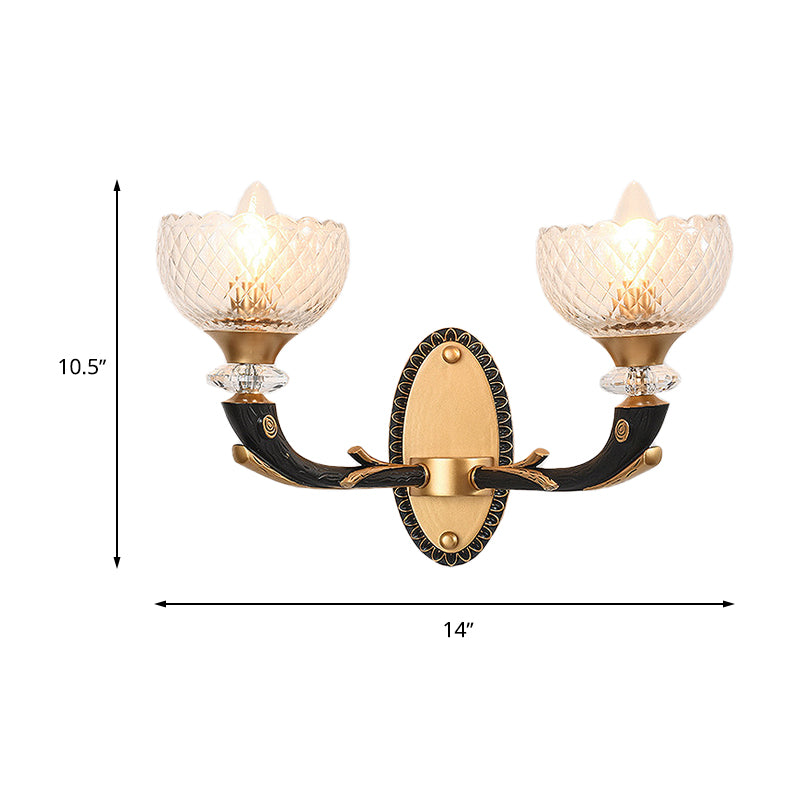 Metal Black Sconce Bowl 1/2 Lights Modern Style Wall Mounted Light with Clear Prismatic Glass Shade Clearhalo 'Cast Iron' 'Glass' 'Industrial' 'Modern wall lights' 'Modern' 'Tiffany' 'Traditional wall lights' 'Wall Lamps & Sconces' 'Wall Lights' Lighting' 265123