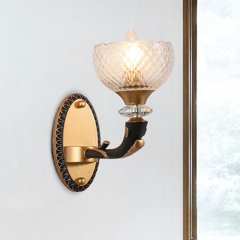 Metal Black Sconce Bowl 1/2 Lights Modern Style Wall Mounted Light with Clear Prismatic Glass Shade 1.0 Clear Clearhalo 'Cast Iron' 'Glass' 'Industrial' 'Modern wall lights' 'Modern' 'Tiffany' 'Traditional wall lights' 'Wall Lamps & Sconces' 'Wall Lights' Lighting' 265125