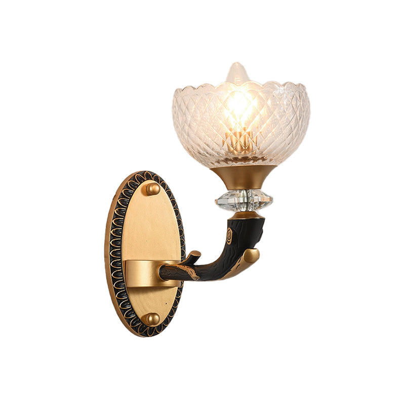 Metal Black Sconce Bowl 1/2 Lights Modern Style Wall Mounted Light with Clear Prismatic Glass Shade Clearhalo 'Cast Iron' 'Glass' 'Industrial' 'Modern wall lights' 'Modern' 'Tiffany' 'Traditional wall lights' 'Wall Lamps & Sconces' 'Wall Lights' Lighting' 265128