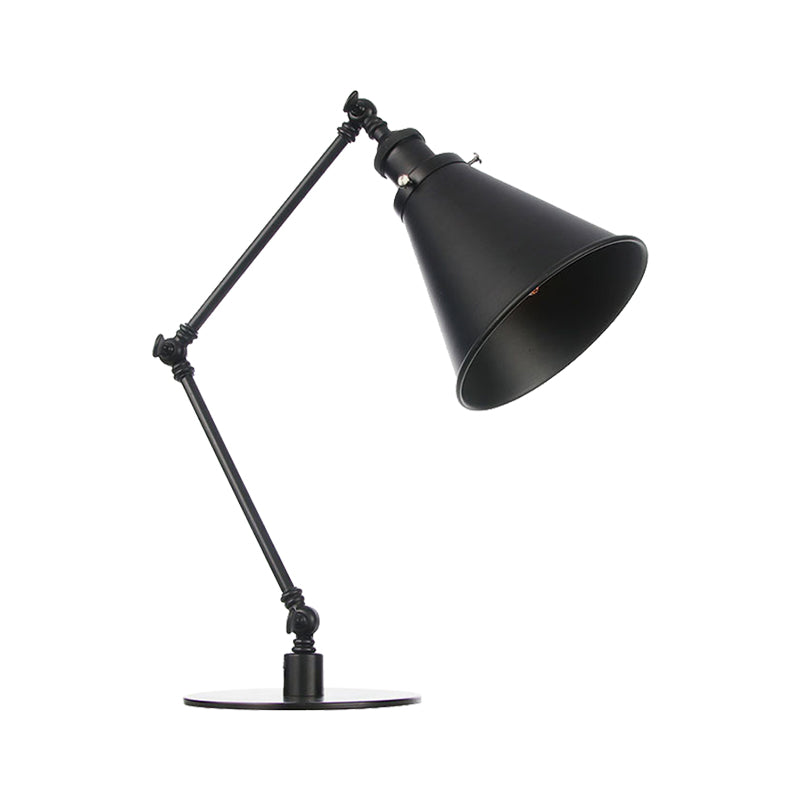 Conical Shade Metallic Table Lighting Vintage Stylish 1 Head Black/Brass Finish Table Lamp for Study Room Clearhalo 'Lamps' 'Table Lamps' Lighting' 265173