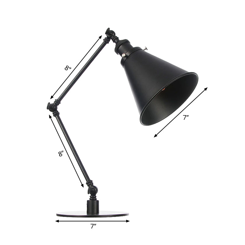 Conical Shade Metallic Table Lighting Vintage Stylish 1 Head Black/Brass Finish Table Lamp for Study Room Clearhalo 'Lamps' 'Table Lamps' Lighting' 265174