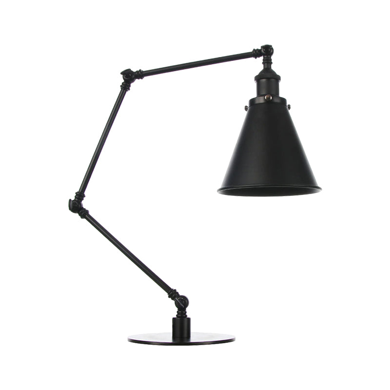 Conical Shade Metallic Table Lighting Vintage Stylish 1 Head Black/Brass Finish Table Lamp for Study Room Clearhalo 'Lamps' 'Table Lamps' Lighting' 265178