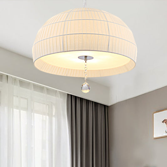 Minimalism Domed Hanging Light with Acrylic Diffuser 5 Lights Bedroom Chandelier Light Fixture in White White Clearhalo 'Ceiling Lights' 'Chandeliers' 'Modern Chandeliers' 'Modern' Lighting' 265214