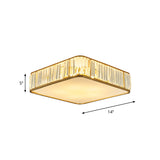 14"/18"/21.5' W Square Crystal Flush Ceiling Light Modern 3/4/5 Lights Bedroom Flush Mount Lighting in Gold Clearhalo 'Ceiling Lights' 'Close To Ceiling Lights' 'Close to ceiling' 'Flush mount' Lighting' 265270