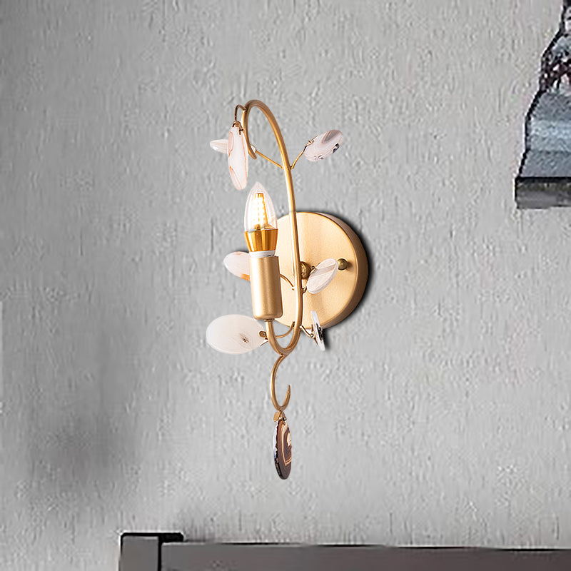 Bare Bulb Wall Sconce Lighting with Curved Arm Modern Metal 1 Light Sconce Light Fixture in Brass Brass Clearhalo 'Wall Lamps & Sconces' 'Wall Lights' Lighting' 265362