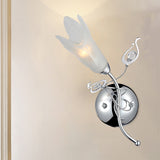 Opal Glass Petal Wall Light Contemporary 1 Head Wall Mounted Light in Chrome for Bedside Chrome Clearhalo 'Modern wall lights' 'Modern' 'Wall Lamps & Sconces' 'Wall Lights' Lighting' 265368