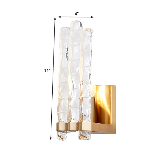 Textured Glass Shade Flush Wall Sconce Loft 1 Light Wall Mounted Lighting in Gold Clearhalo 'Wall Lamps & Sconces' 'Wall Lights' Lighting' 265411