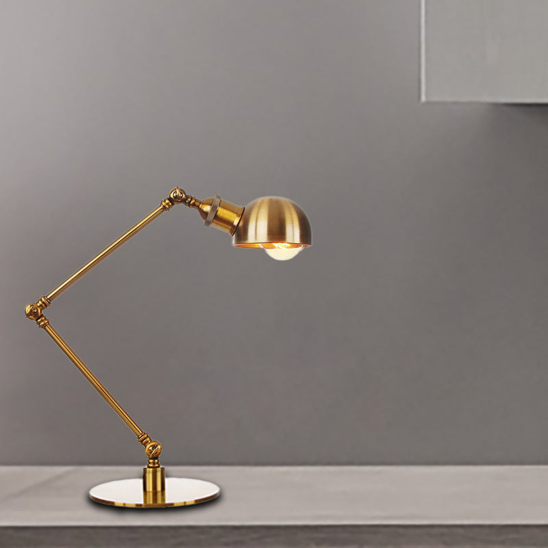 Golden Bowl Shade Table Lamp Industrial Stylish 4"/8.5" W 1 Light Metal Table Lighting with Adjustable Arm Gold 4" A Clearhalo 'Lamps' 'Table Lamps' Lighting' 265413