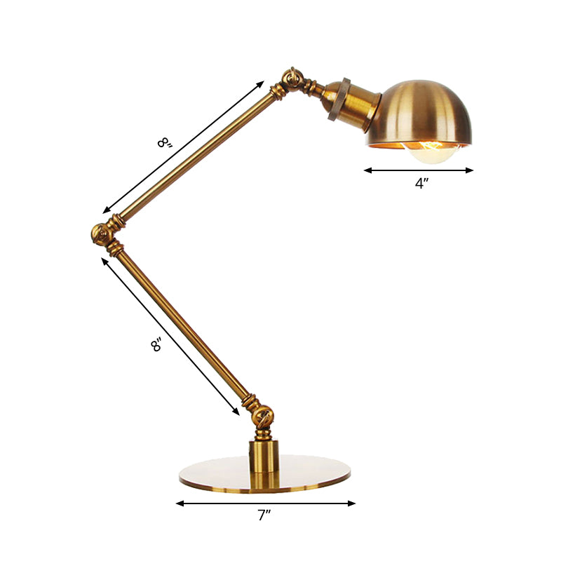 Golden Bowl Shade Table Lamp Industrial Stylish 4"/8.5" W 1 Light Metal Table Lighting with Adjustable Arm Clearhalo 'Lamps' 'Table Lamps' Lighting' 265416