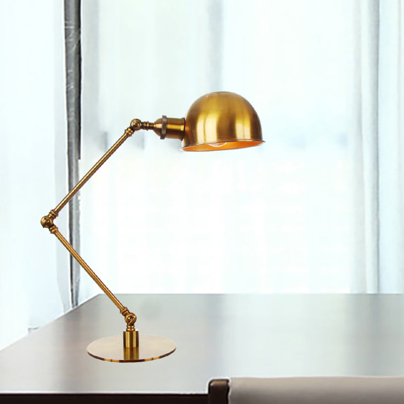 Golden Bowl Shade Table Lamp Industrial Stylish 4"/8.5" W 1 Light Metal Table Lighting with Adjustable Arm Gold 8.5" A Clearhalo 'Lamps' 'Table Lamps' Lighting' 265417