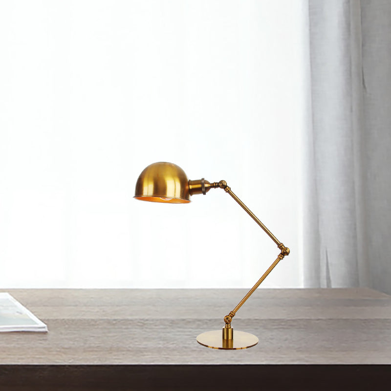 Golden Bowl Shade Table Lamp Industrial Stylish 4"/8.5" W 1 Light Metal Table Lighting with Adjustable Arm Clearhalo 'Lamps' 'Table Lamps' Lighting' 265418