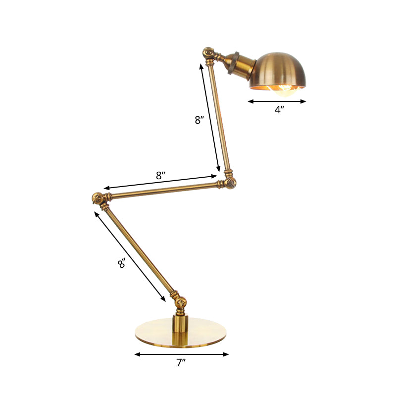 Golden Bowl Shade Table Lamp Industrial Stylish 4"/8.5" W 1 Light Metal Table Lighting with Adjustable Arm Clearhalo 'Lamps' 'Table Lamps' Lighting' 265426