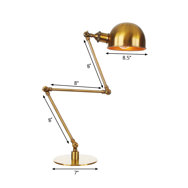 Golden Bowl Shade Table Lamp Industrial Stylish 4"/8.5" W 1 Light Metal Table Lighting with Adjustable Arm Clearhalo 'Lamps' 'Table Lamps' Lighting' 265431