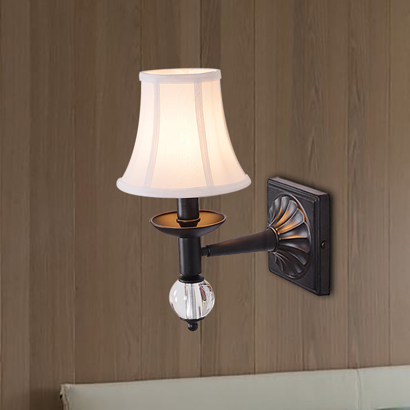 Modernist Bell Wall Light Sconce Fabric 1 Head Corridor Wall Lamp in Black Finish Black Clearhalo 'Modern wall lights' 'Modern' 'Wall Lamps & Sconces' 'Wall Lights' Lighting' 265489