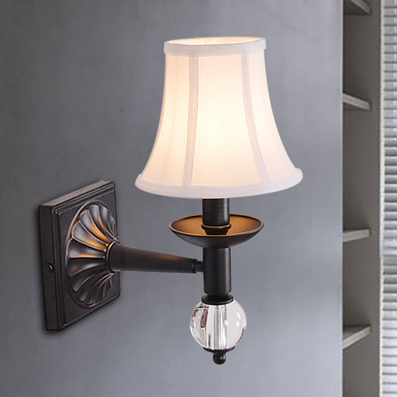 Modernist Bell Wall Light Sconce Fabric 1 Head Corridor Wall Lamp in Black Finish Clearhalo 'Modern wall lights' 'Modern' 'Wall Lamps & Sconces' 'Wall Lights' Lighting' 265490