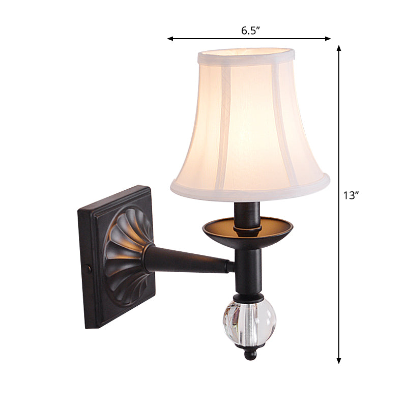 Modernist Bell Wall Light Sconce Fabric 1 Head Corridor Wall Lamp in Black Finish Clearhalo 'Modern wall lights' 'Modern' 'Wall Lamps & Sconces' 'Wall Lights' Lighting' 265493