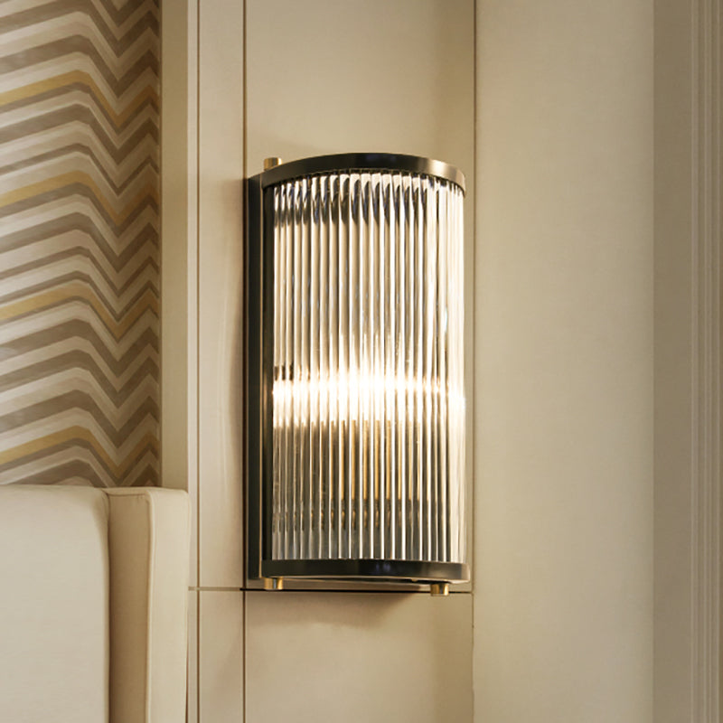 Brass/Black Finish Semi Cylindrical Wall Light Mid-Century Metal 1/2-Head Wall Mounted Light Fixture 1.0 Black Clearhalo 'Wall Lamps & Sconces' 'Wall Lights' Lighting' 265549