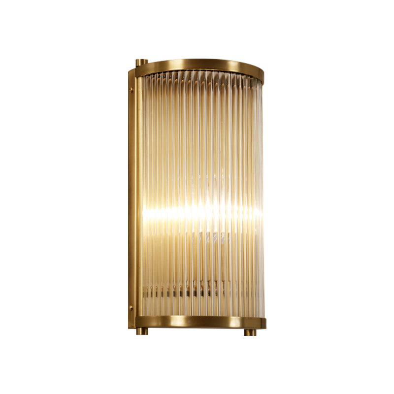 Brass/Black Finish Semi Cylindrical Wall Light Mid-Century Metal 1/2-Head Wall Mounted Light Fixture Clearhalo 'Wall Lamps & Sconces' 'Wall Lights' Lighting' 265556