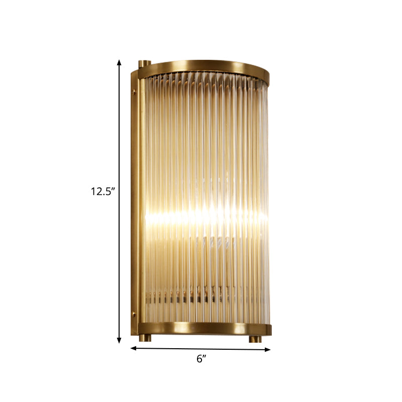 Brass/Black Finish Semi Cylindrical Wall Light Mid-Century Metal 1/2-Head Wall Mounted Light Fixture Clearhalo 'Wall Lamps & Sconces' 'Wall Lights' Lighting' 265557