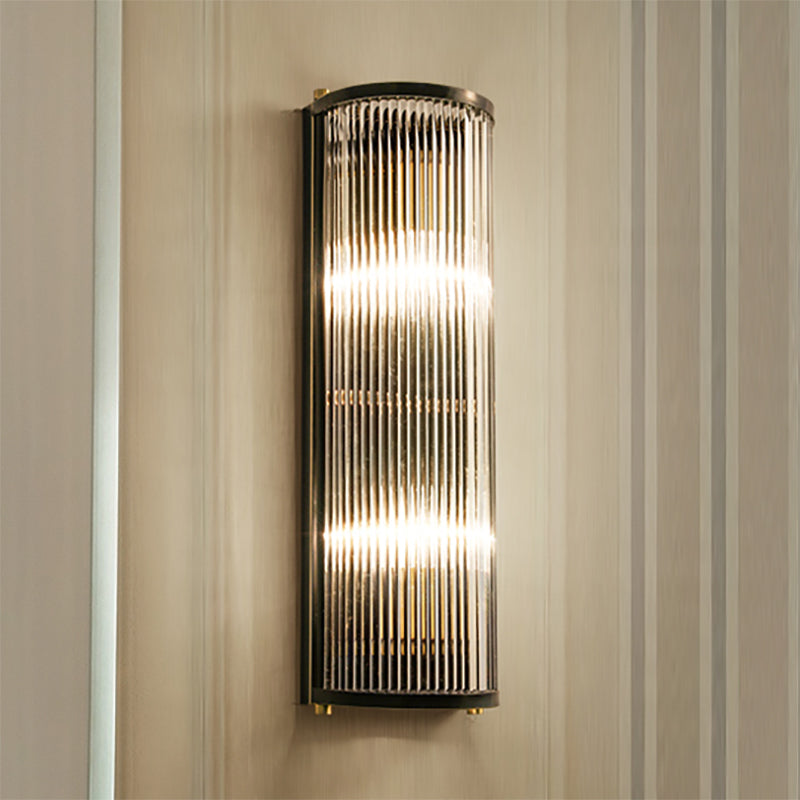 Brass/Black Finish Semi Cylindrical Wall Light Mid-Century Metal 1/2-Head Wall Mounted Light Fixture 2.0 Black Clearhalo 'Wall Lamps & Sconces' 'Wall Lights' Lighting' 265558