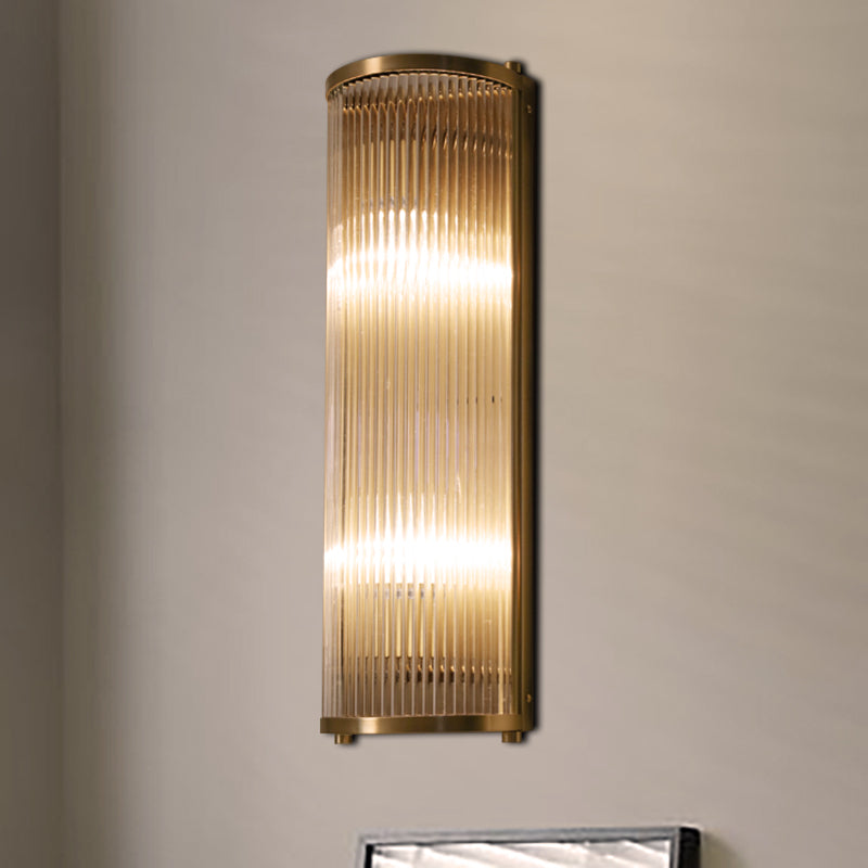 Brass/Black Finish Semi Cylindrical Wall Light Mid-Century Metal 1/2-Head Wall Mounted Light Fixture 2.0 Brass Clearhalo 'Wall Lamps & Sconces' 'Wall Lights' Lighting' 265562