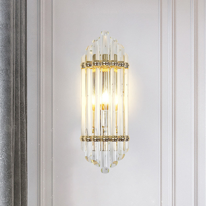 Crystal Pipe Flush Wall Sconce Mid Century 1 Light Wall Light Sconce in Clear for Living Room Clear Clearhalo 'Modern wall lights' 'Modern' 'Wall Lamps & Sconces' 'Wall Lights' Lighting' 265608