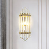 Crystal Pipe Flush Wall Sconce Mid Century 1 Light Wall Light Sconce in Clear for Living Room Clear Clearhalo 'Modern wall lights' 'Modern' 'Wall Lamps & Sconces' 'Wall Lights' Lighting' 265608