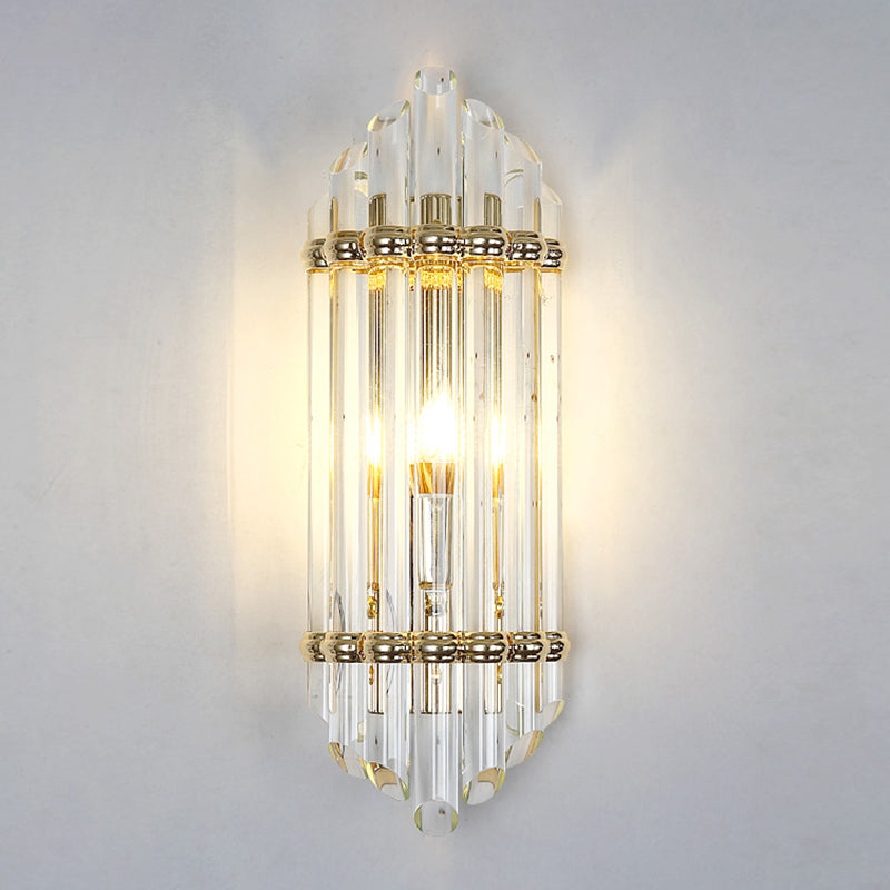 Crystal Pipe Flush Wall Sconce Mid Century 1 Light Wall Light Sconce in Clear for Living Room Clearhalo 'Modern wall lights' 'Modern' 'Wall Lamps & Sconces' 'Wall Lights' Lighting' 265609