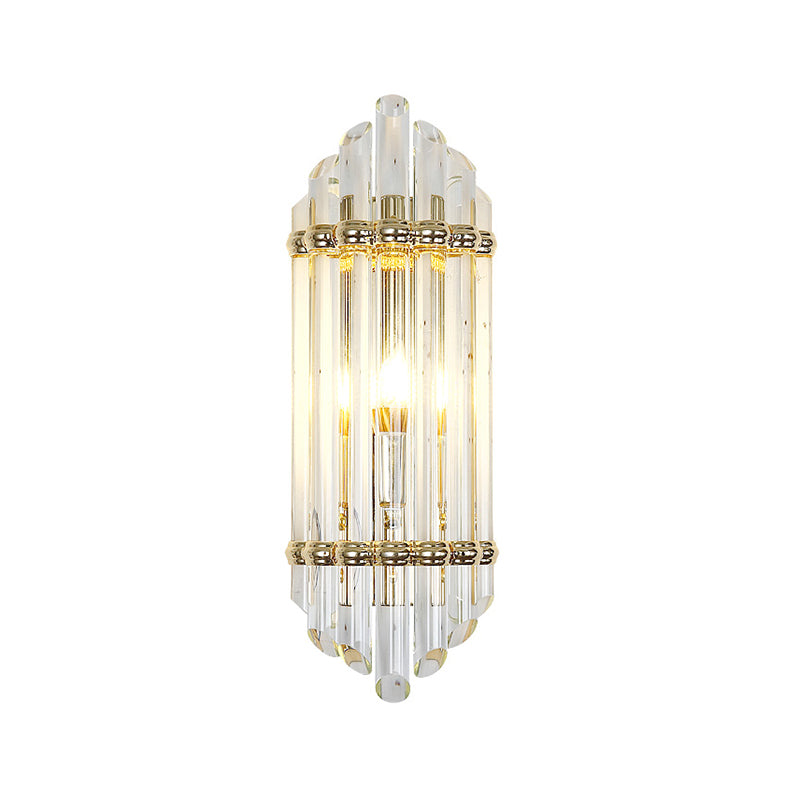 Crystal Pipe Flush Wall Sconce Mid Century 1 Light Wall Light Sconce in Clear for Living Room Clearhalo 'Modern wall lights' 'Modern' 'Wall Lamps & Sconces' 'Wall Lights' Lighting' 265611