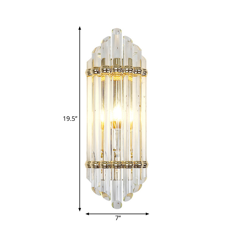 Crystal Pipe Flush Wall Sconce Mid Century 1 Light Wall Light Sconce in Clear for Living Room Clearhalo 'Modern wall lights' 'Modern' 'Wall Lamps & Sconces' 'Wall Lights' Lighting' 265612