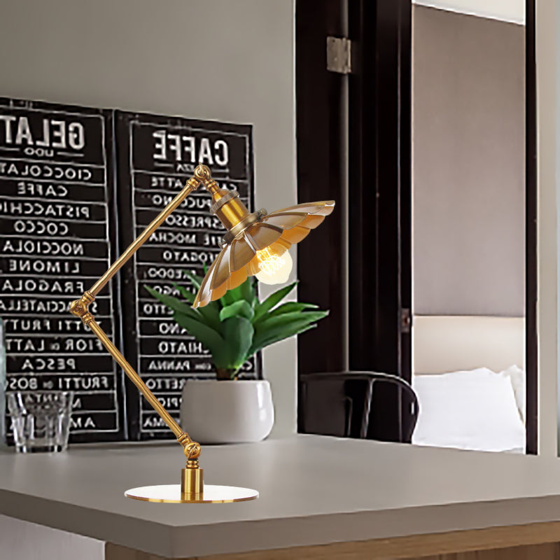 Industrial Stylish Flared Table Lamp Metallic 1 Light Dining Room Table Light with 8"+8"/8"+8"+8" Length Arm in Gold Gold A 8"+8" Clearhalo 'Lamps' 'Table Lamps' Lighting' 265636