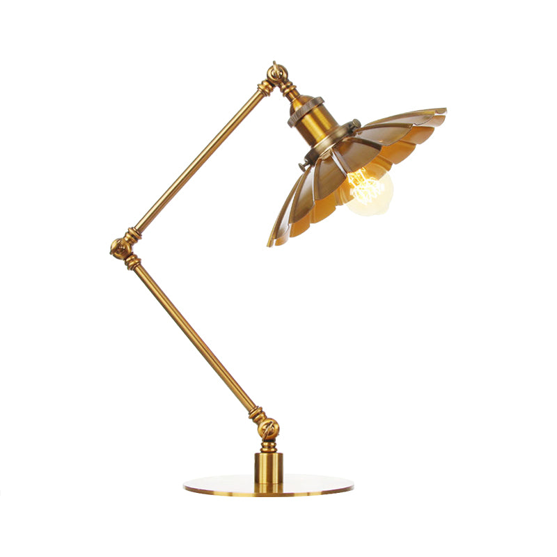 Industrial Stylish Flared Table Lamp Metallic 1 Light Dining Room Table Light with 8"+8"/8"+8"+8" Length Arm in Gold Clearhalo 'Lamps' 'Table Lamps' Lighting' 265639