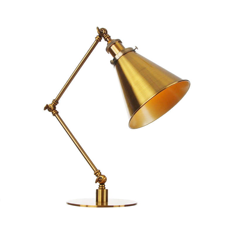 Industrial Stylish Flared Table Lamp Metallic 1 Light Dining Room Table Light with 8"+8"/8"+8"+8" Length Arm in Gold Clearhalo 'Lamps' 'Table Lamps' Lighting' 265644