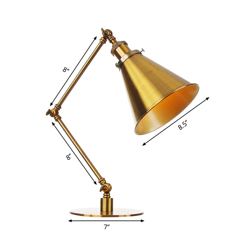 Industrial Stylish Flared Table Lamp Metallic 1 Light Dining Room Table Light with 8"+8"/8"+8"+8" Length Arm in Gold Clearhalo 'Lamps' 'Table Lamps' Lighting' 265645